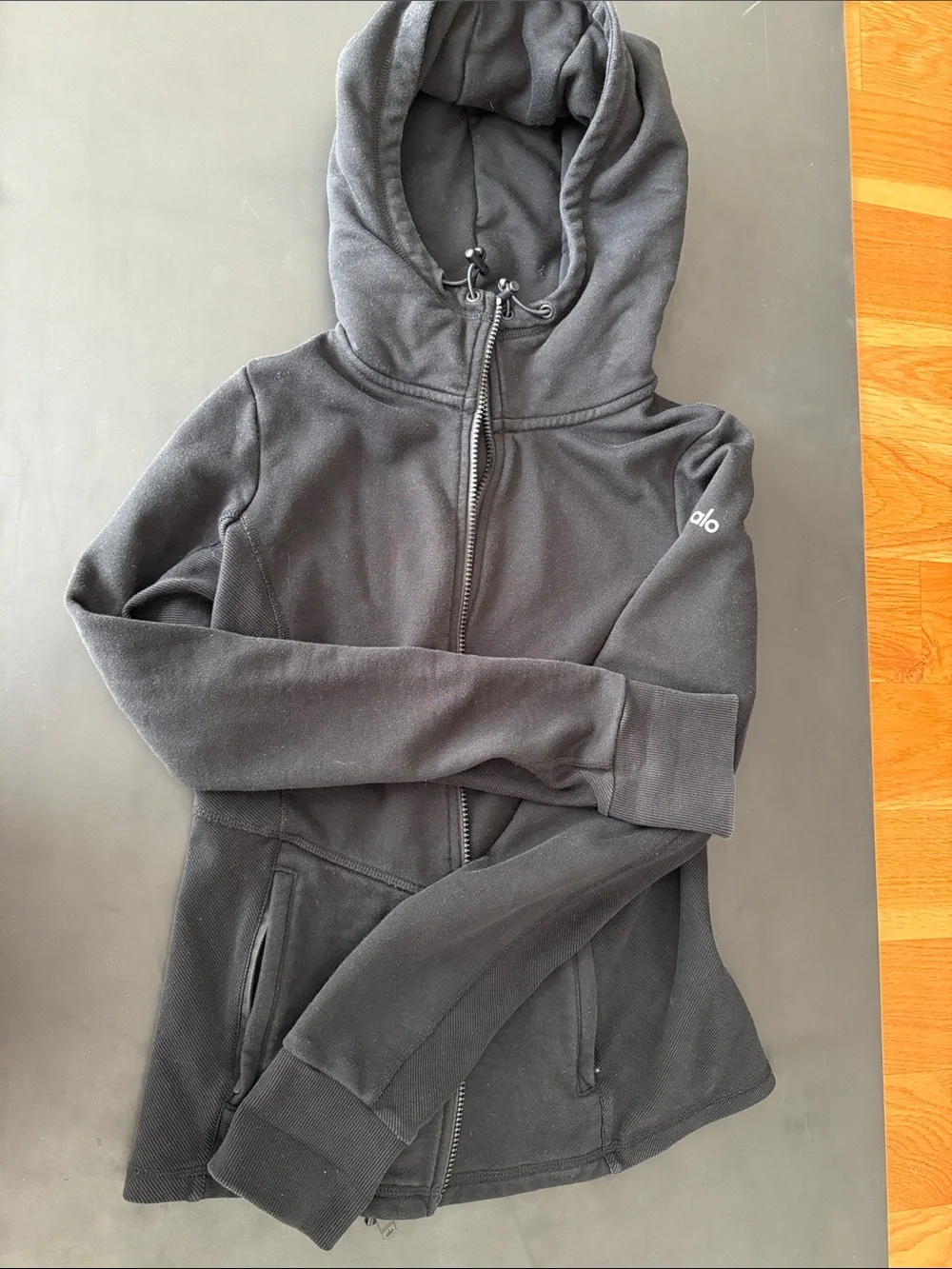 Alo Black Zip-Up Hoodie